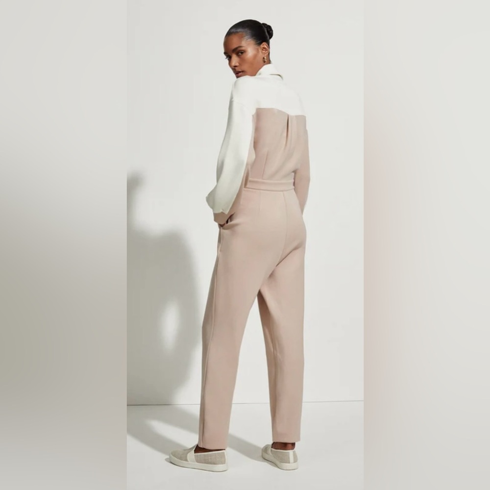 NWOT Varley Isy Zip Front Jumpsuit in Light Taupe Mix size Large